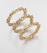 From the Chain Link Collection. Three glowing bands of woven links can be worn individually or stacked together for added impact.18k goldplatedSet of threeCombined width, about .75Made in USA