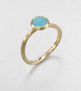 From the Jaipur Resort Collection. A delicate, brushstroke texture distinguishes the band and setting of this stunningly simple ring, topped with a faceted stone of vivid turquoise.Turquoise18k yellow goldDiameter, about .25Made in Italy