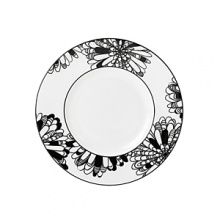 This easy-to-mix-and-match plate from kate spade new york features a striking illustration of dogwood flowers, artfully and imaginatively rendered in black and white to liven up your table.