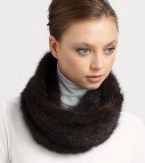 A luxurious knitted natural mink style in a chic looped design. About 7 X 54Natural minkSpecialist dry cleanImported Fur origin: China