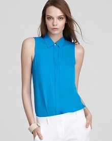 Theory Blouse - Duria Silk Neon Sleeveless