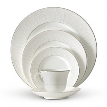 Like icing on a wedding cake, the Ballet Icing Collection elicits both awe and admiration as it captures the graceful elements and sweeping orchestrations of dance. The delicate piping of the pattern evokes the craft of a master cake decorator forming circular spirals in white on our newest fine bone china patterns.