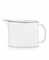 Express the best of taste at the table. Lustrous banded details add a crisp, clean finish to the white china creamer.