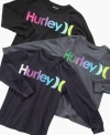 Hurley's take on the basic crew neck tee features a faded logo for an unexpected punch of pop-bright color.