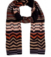 The classic Missoni zigzag pattern enlivens this ultra-luxe multicolor scarf - All-over zigzag print, easy-to-style length - Wear with skinny jeans, a cashmere pullover, an A-line wool coat, and Lace-up booties