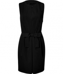 Work a feminine edge into your Little Black Dress collection with Moschino C&Cs bow detailed sheath - Round neckline with slit and button closure, sleeveless, sash with front bow, inverted front pleat, hidden side zip - Tailored fit - Wear with pumps and a chain-detailed handbag