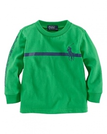 A soft cotton crewneck is printed with a signature Big Pony and a single contrast stripe for a bold graphic touch.