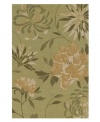 A delicate bouquet of florals pops against a moss-green ground, bringing beauty to every outdoor floor. This indoor/outdoor area rug from Dalyn is crafted from hand-hooked polypropylene for superb durability when exposed to the elements.