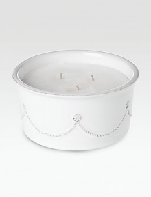 Perfect for outdoor entertaining, this three-wick soy wax candle is scented with a citrus citronella fragrance to keep pests at bay.Ceramic stonewareSoy wax24 oz. capacity3H X 6WDishwasher- & microwave-safeImported