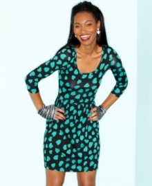 Have a heart! BeBop's three-quarter sleeve dress flaunts a print you're sure to love. Style the dress with fun accessories for a look that has punch.