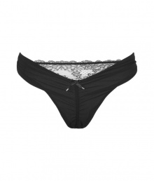 Turn up the heat in these ultra luxe briefs from Chantal Thomass - Solid front with ruche detailing, sheer lace back, front bow detail - Wear under your favorite dress or alone for bedroom fun