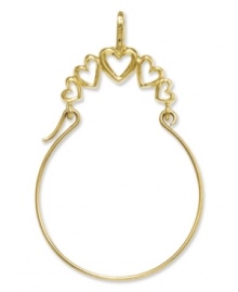 Keep all your favorite charms in place. This polished charm holder features a cut-out, five-heart design in 14k gold. Chain not included. Approximate length: 1-2/5 inches. Approximate width: 4/5 inch.