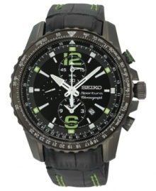 This Sportura Aviator watch from Seiko lets your style brave new heights with rich leather and bold steel.