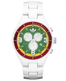 A vibrant, colorful dial grabs attention with this Cambridge collection watch by adidas.