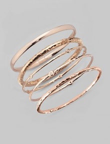 Sterling silver and 18k gold are beautifully blended in a slender hammered bangle with rich texture and a warm finish of 18k rose goldplating. An alloy of 18K gold and sterling silver plated with 18K rose gold Diameter, about 2½ Imported Please note: Bracelets sold separately.