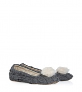 Finish your laid-back look in comfort and style in these ultra-cozy shearling lined ballerinas from UGG Australia - Cable knit upper, wispy pom-pom, shearling lining - Pair with lounge pants and favorite cashmere pullovers