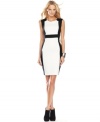 Gorgeous black and white create a bold look on INC's classic sheath dress. The colorblocking creates a lean, streamlined look and defines the waist.