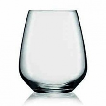 Stemless Atelier wine glasses by Luigi Bormioli. These eye-catching glasses will forever change the way you enjoy wine. Perfect for everyday sipping as well as special soirées, these stemless goblets will enliven any occasion.