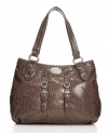 Patent gloss and a lizard texture give this Nine West purse a distinctively elegant appeal.