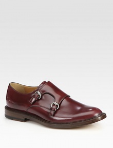 Double-buckle monk strap in bordeaux leather.LeatherLeather soleMade in Italy