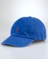 A classic baseball cap in durable cotton chino twill is accented by Ralph Lauren's embroidered pony at the front.