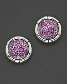 Sterling silver, jointed like a bamboo stalk, circles glittering pavé amethyst gems.