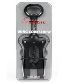 Corks are no match for Metrokane's Rabbit wing corkscrew. This essential bar tool clamps securely onto any bottle and removes corks cleanly with a cleverly designed, nonstick spiral.