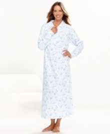 An old-fashioned print lends lovely appeal to this traditional flannel nightgown by Lanz of Salzburg.