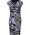 The classic Pucci print gets a high style redux with this modern take on the classic jersey dress - Bateau neck, sleeveless, side drape detail, fitted silhouette, all-over psychedelic print - Wear with a slim trench, platform pumps, and a studded clutch