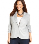 Shine on in this plus size metallic knit blazer from Style&co.