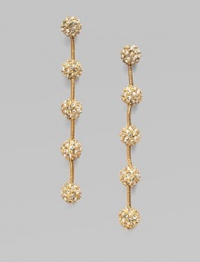 Dazzling pavé-set spheres are elegantly linked by graceful chains in this lovely dangle design.Crystal14k goldplatedDrop, about 3Post backImported