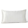 Bring sweet dreams to your sanctuary with this luminous Hudson Park Luxe decorative pillow in linen and silk, boasting a sleek white on white abstract print.