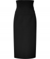 Cut a feminine figure this season in Jil Sanders high-waisted black wool pencil skirt, perfect for taking chic days at the office into polished after-work cocktails - Hidden side zip, kick pleat - Pair with a slim fitting blouse and sky-high heels