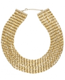 Bold and beautiful. Crafted in gold tone mixed metal and adorned with glittering glass accents, Monet's multistrand necklace will make a striking statement whenever you wear it. Approximate length: 16 inches + 2-inch extender.