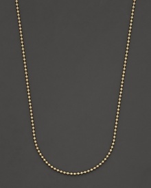 18K yellow gold ball chain necklace with extender. Designed by Temple St. Clair.