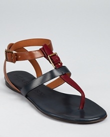 In rich, dark colors, these leather Burberry sandals offer classic details on a modern silhouette.