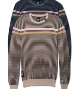 Handsome horizontal stripe sweater with contrast trimmings by LRG. Makes a great gift.