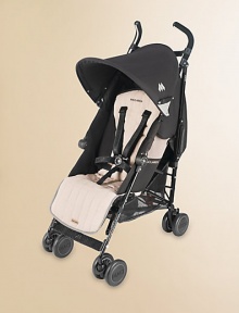 This everyday stroller folds easily and compactly while offering superb comfort for babies 3 months and older.Folds in a flashWeighs about 12 poundsFour-position reclineRemovable, washable padded seatHandy mesh shopping basketExtendable leg restHandy under-seat storage basketReinforced chassisFive-point safety harnessLinked brakesAccommodates children 3 months and older, up to 55 lbs.About 42H X 10W X 11DWipe cleanImported