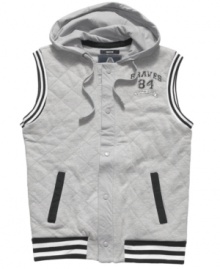 Sport meets style. This American Rag hooded vest is the perfect piece for in-between weather.