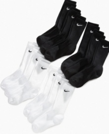 Don't fret about his feet! This six-pack of crew-length socks from Nike is guaranteed to perform.