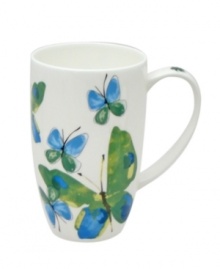 Flight of fancy. Emblazoned with an enchanting butterfly motif, the vividly hued Papillion Dream mug from Vera adds a delightful touch of whimsy to any table. (Clearance)