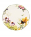 Garden party. These Floral Meadow Medley dinner plates bring eternal spring with a mixed bouquet rooted in resilient everyday porcelain. A scalloped edge and green banding add to the charm of the graceful mix-and-match Lenox dinnerware collection. Qualifies for Rebate