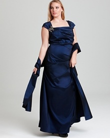 Tadashi Shoji Plus Gown - Taffetta with Stole