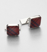 Modern, enamel cufflinks with signature check detail lend undeniable style to any dress wardrobe.Brass/resinAbout ½ x ½Imported