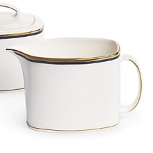 Kate Spade and Lenox join together to bring ease, elegance and understated wit to the table. Library Lane, a pattern banded with stripes, can be dressed up by mixing in the accent plate that is rimmed in navy with gold dots.