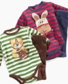 On his quest for stuffed animals, he can search for them in this super cute bodysuit and pants set from Baby Essentials.