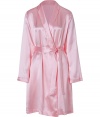 Add luxe style to your lounge-ready look with this sumptuous silk robe from La Perla - Notched collar, V-neck, self-tie waist belt, stitched trim at cuffs and hem - Style with a camisole, panties, and luxe slippers