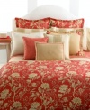 A lively, chinoiserie-inspired pattern adorns Lauren Ralph Lauren's Villa Camelia comforter in a bold paprika hue for a chic and inviting result. Woven of pure cotton.