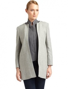 THE LOOKRemovable zip-out jacket detailStand collarZip frontTHE FITAbout 32 from shoulder to hemTHE MATERIALWool/nylon/cashmere/elastaneFully linedCARE & ORIGINDry cleanMade in USAModel shown is 5'8½ (174cm) wearing US size 4. 