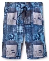 Diesel Boys' Amoti Blue Patchwork Bathing Suit - Sizes 8-14